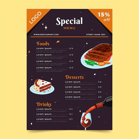 Free Vector | Restaurant special menu template