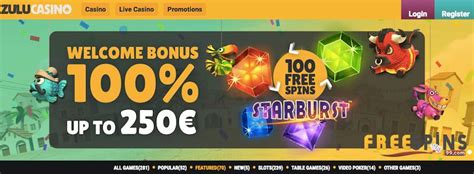 Zulu Casino Free Spins Bonus on Starburst