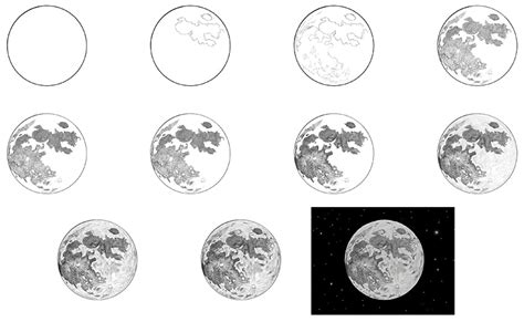 How to Draw a Moon - A Step-by-Step Realistic Moon Drawing Tutorial ...