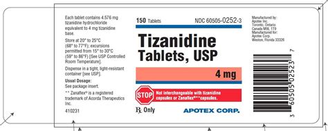 Tizanidine - FDA prescribing information, side effects and uses