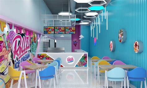 Fantastic ice cream shop interior design roll ice cream store counter ...