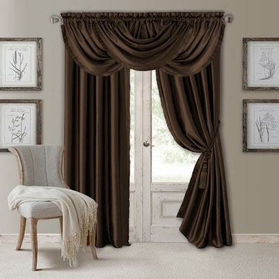 Elrene Versailles Faux Silk Room Darkening Single Window Curtain Panel ...