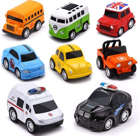 Metal Pull Back Cars, Up Grade 8 Pack Kids Die-cast Alloy Toy Vehicles ...