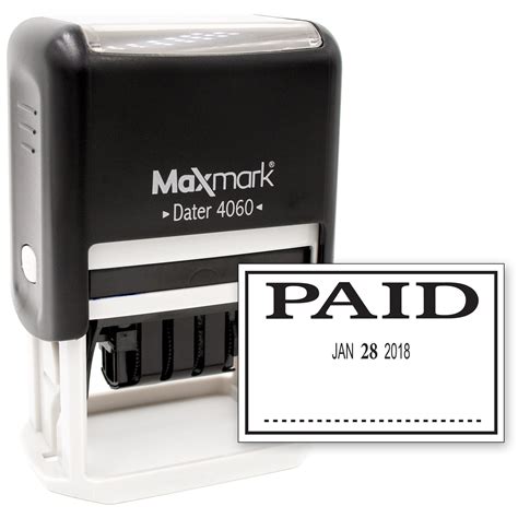 MaxMark Large Date Stamp with PAID Self Inking Date Stamp, Large Size ...