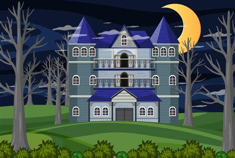 Haunted halloween mansion at night 3176739 Vector Art at Vecteezy