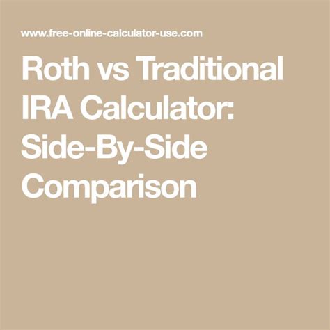 Roth vs Traditional IRA Calculator: Side-By-Side Comparison | Roth vs ...