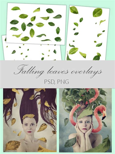 Falling Leaves Overlays, Digital Overlay, Photography Overlays, Green ...