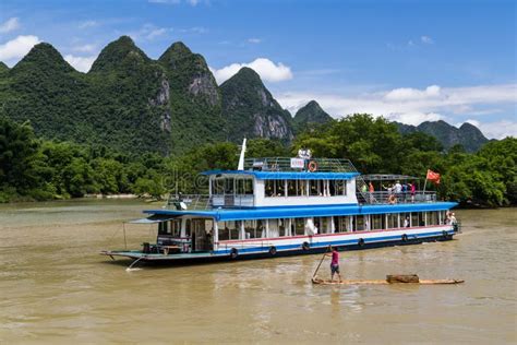 Guilin, China - Circa July 2015: Cruise Boat Sails between Karst ...