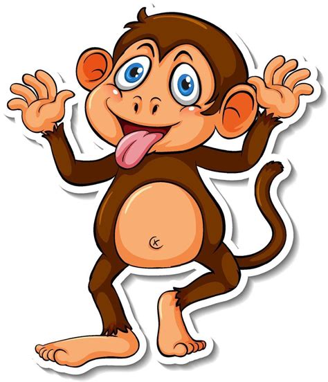 Funny monkey animal cartoon sticker 4442845 Vector Art at Vecteezy