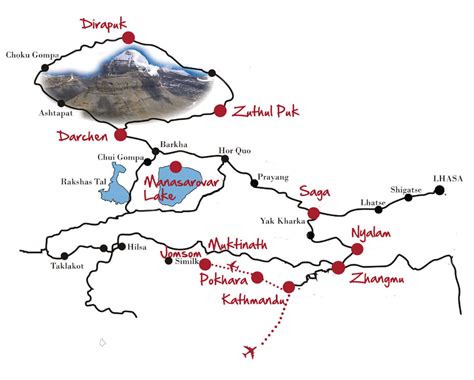 Kailash Tour Map | Kathmandu to Mount Kailash Route Map