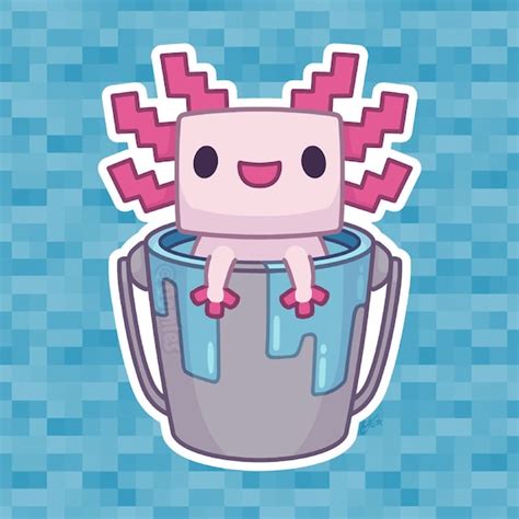 Minecraft Axolotl in a Bucket Sticker Laptops Planners Water Bottles ...