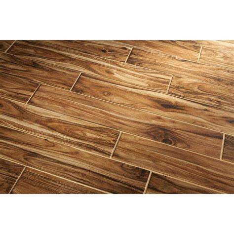 Style Selections Acacia Natural 6-in x 36-in Glazed Porcelain Wood Look ...