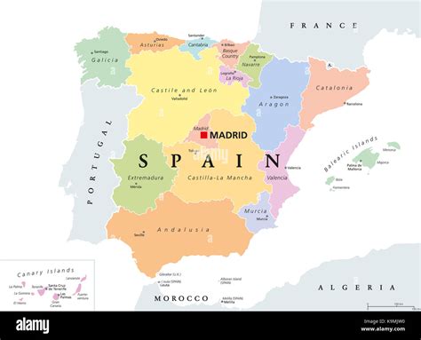 Autonomous communities of Spain political map. Administrative divisions ...