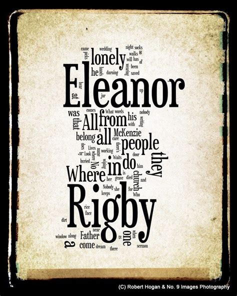 Eleanor Rigby Lyrics - The Beatles Word Art - Word Cloud Art Print ...