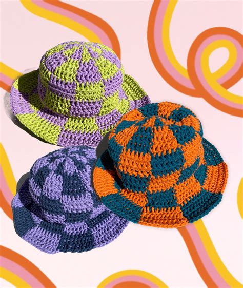 Crochet Checkerboard Bucket Hat PATTERN - Etsy