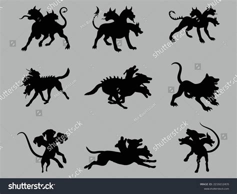 Cerberus Icon Set Three Head Dog Stock Vector (Royalty Free) 2219212435 ...