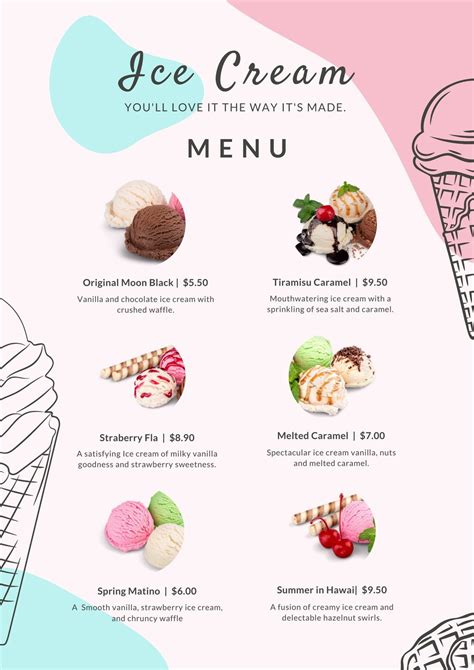 Ice Cream Menu Friendly S Ice Cream Menu Ice Cream Menu Ice Cream ...