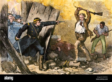 Capture of John Brown in his barricade in Harper's Ferry, West Stock ...