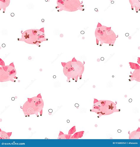 Seamless Cute Pigs Pattern for Kids Design. Stock Vector - Illustration ...