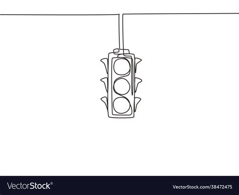 Single continuous line drawing traffic lights Vector Image