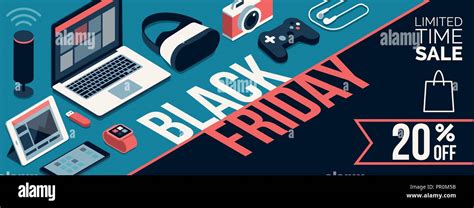 Black friday promotional sale shopping banner with products and ...