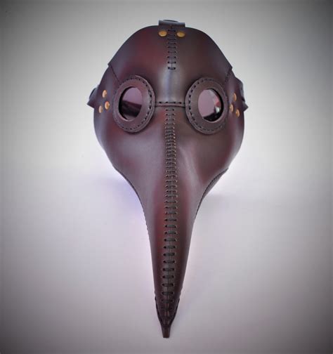 Handmade Leather Plague Doctor Mask in Brown Color