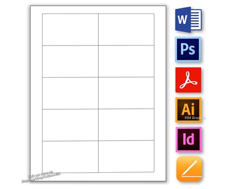 Templates for Avery Business Card Labels 10 per Page 6 - Etsy