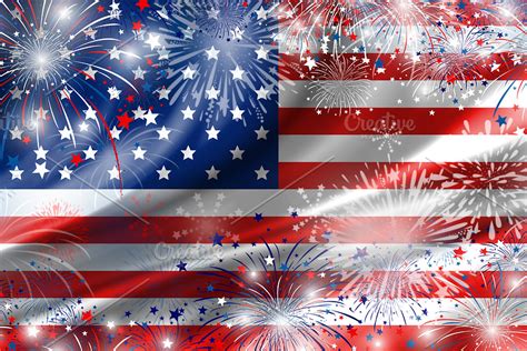 USA flag with fireworks | High-Quality Holiday Stock Photos ~ Creative ...