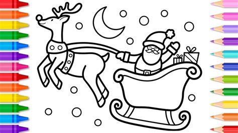 How To Draw Santa Claus Sleigh And Reindeer Santa Claus Drawing ...