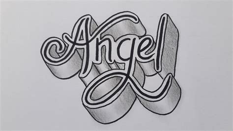 3d Drawing Name Angel For Beginners Easy / How To Draw Calligraphy On ...