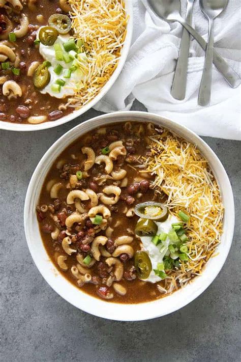 Cheesy Chili Macaroni Soup - The Salty Marshmallow