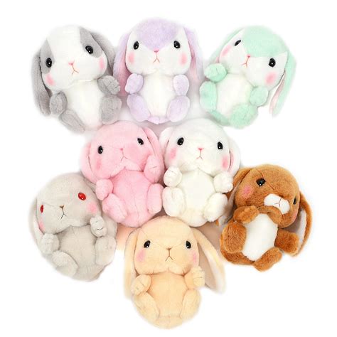 Amuse Bunny Plushie Cute Stuffed Animal Toy Grey / White 6 Inches