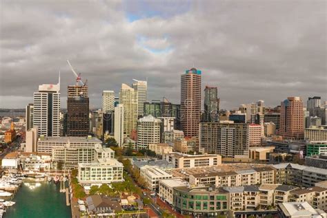 Auckland, New Zealand. Sunset Aerial Panorama of City Skyline Editorial ...