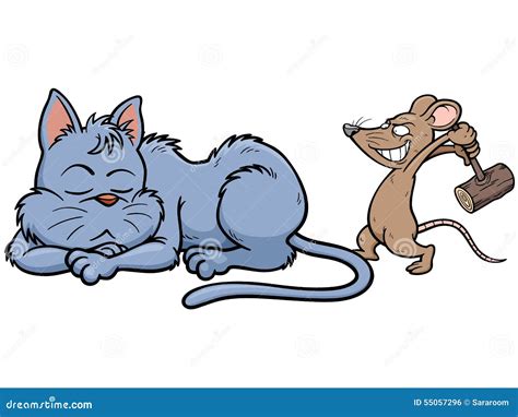 Cat and rat stock vector. Illustration of mascot, funny - 55057296