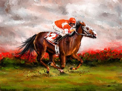 Quest For The Win - Horse Racing Art Painting by Lourry Legarde