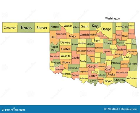 Oklahoma County Map stock vector. Illustration of carolina - 173364663