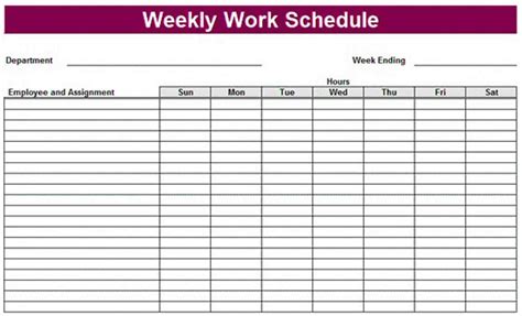 Monthly Work Schedule Template Printable | Example Calendar Printable