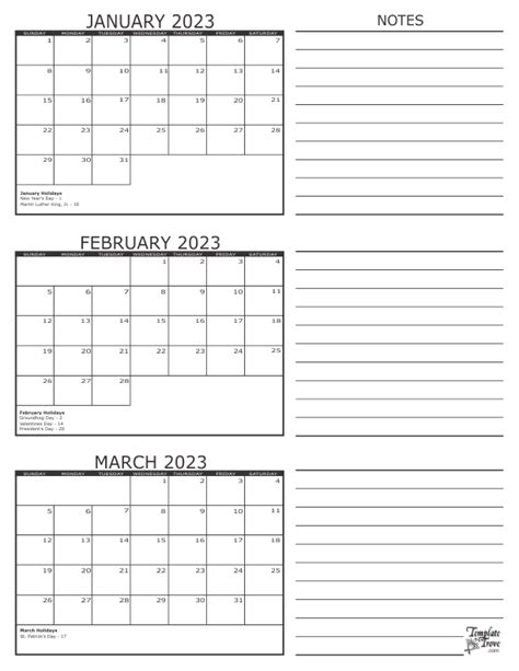 free download printable calendar 2023 3 months per page 4 pages free ...