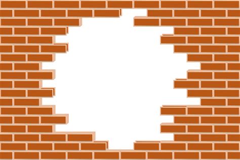 Broken brick wall with copy space for your design. Vector round hole on ...