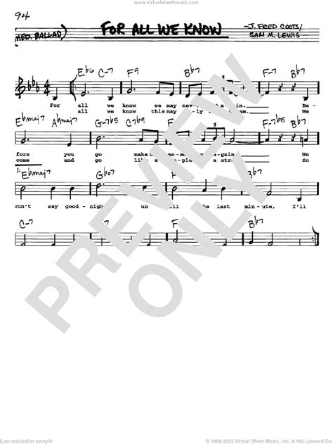 For All We Know sheet music (real book with lyrics) (PDF)