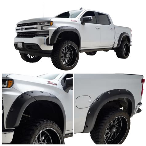 EAG Fender Flares Pocket Bolt On Style with Rivets Fits 19-20 Silverado ...