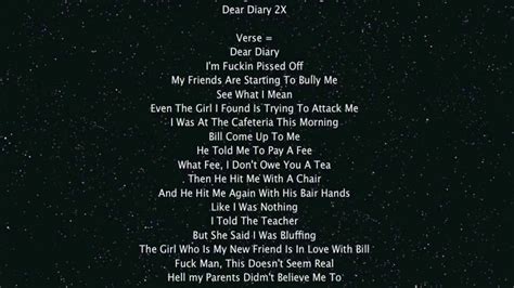 Dear Diary Rap w Lyrics - YouTube