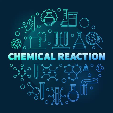 Premium Vector | Chemical Reaction vector blue round outline ...