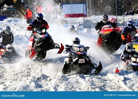 Snowmobile racing editorial stock image. Image of fast - 4728179