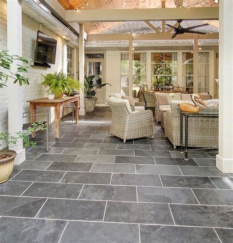 Beautiful black slate tile by Triton Stone! | Slate patio, Concrete ...