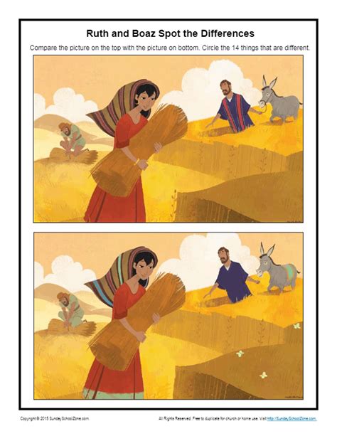 Free, Printable Ruth and Boaz Bible Activities on Sunday School Zone