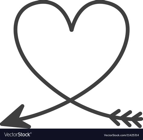 Silhouette heart with arrow Royalty Free Vector Image