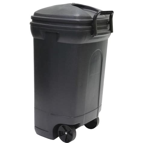 Blue Hawk 35-Gallon Black Plastic Outdoor Wheeled Trash Can with Lid at ...