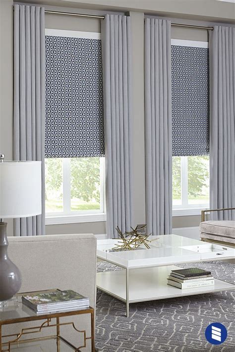 Windows get a finished look with layered Roman Shades and Draperies ...