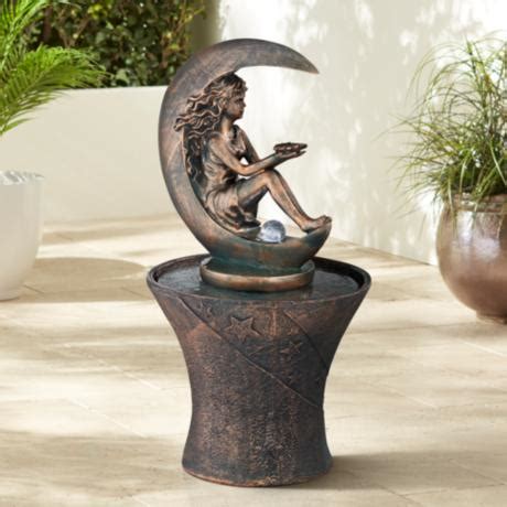 Crescent Moon Fountain with LED Light - #55373 | LampsPlus.com